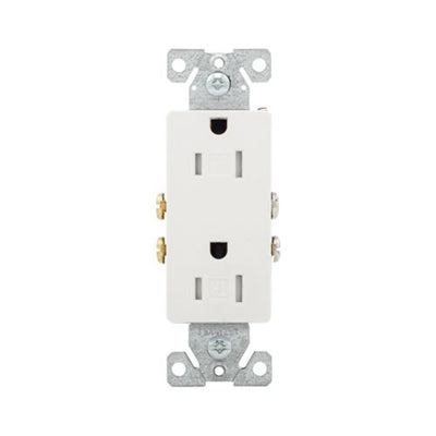 15 Amp Decorator Duplex Receptacle | Tamper Resistant | 125V | 5-15R | White