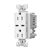 Eaton TRUSBC15W white combination USB Type-C charger with 15A duplex receptacle, tamper-resistant, decorator style, flush mount.