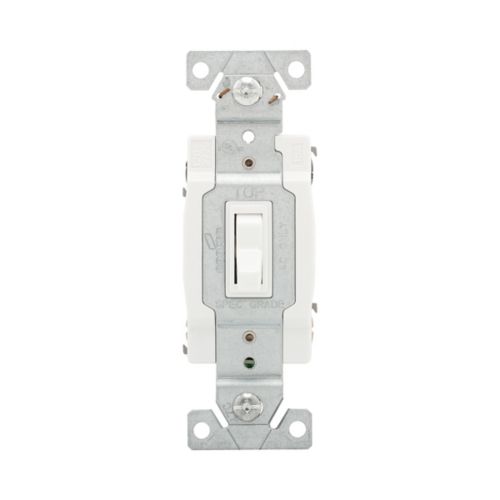 15 Amp Single-Pole 4-Way Toggle Switch | 120V | White | Back & Side Wired