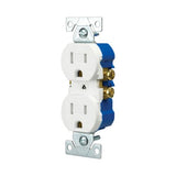 Eaton TR270W 15A white residential duplex receptacle, tamper-resistant, side-and-push wiring, PVC body with impact-resistant thermoplastic face