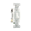 Eaton 1242-7W white 4-way toggle switch, 15A 120V, polycarbonate, grounding, side and push wire terminals.