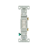 Eaton 1301-7W white 15A single-pole toggle switch with side and push-in wiring