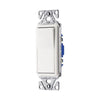Eaton 7503W white three-way decorator switch, 15A 120/277V, compatible with motor, fan, LED, incandescent, CFL, fluorescent, halogen, ELV, and MLV loads, back and push wiring, thermoplastic housing, flush mount.