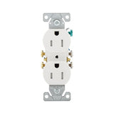 Eaton TR270W 15A white residential duplex receptacle, tamper-resistant, side-and-push wiring, PVC body with impact-resistant thermoplastic face