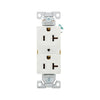 Eaton BR20W 20A white commercial-grade duplex receptacle with high-impact nylon face and PVC body, NEMA 5-20R, for commercial flush-mount use.