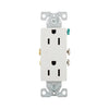 Eaton 1107W residential grade decorator duplex receptacle, 15A 125V, white slim design, impact-resistant thermoplastic body, commercial and residential use