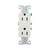Eaton 1107W residential grade decorator duplex receptacle, 15A 125V, white slim design, impact-resistant thermoplastic body, commercial and residential use