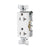 Eaton 6352W heavy-duty 20A 125V decorator duplex receptacle in white, nylon face, NEMA 5-20R, commercial-grade, back and side wired, UL listed.