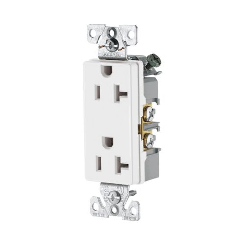 20 Amp Decorator Duplex Receptacle | 125V 5-20R | Industrial Grade | White