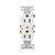 Eaton 270W 15A Duplex Receptacle in White – Standard Residential/Commercial Grade, 125V, Impact-Resistant Thermoplastic with Side and Push Wiring, NEMA 5-15R Configuration.