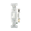Eaton 1242-7W white 4-way toggle switch, 15A 120V, polycarbonate, grounding, side and push wire terminals.