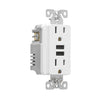 Eaton TR7765W-BOX white 15A duplex receptacle with 3.6A USB Type-A charger, tamper-resistant, decorator style, flush mount