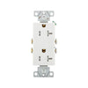 White 20 Amp Tamper-Resistant Decorator Receptacle, 125V, Side Wire, 5-20R – Sleek and safe outlet for residential and commercial use