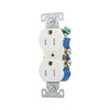 Eaton TR270W 15A white residential duplex receptacle, tamper-resistant, side-and-push wiring, PVC body with impact-resistant thermoplastic face