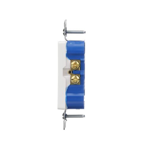 Eaton 1107W residential grade decorator duplex receptacle, 15A 125V, white slim design, impact-resistant thermoplastic body, commercial and residential use