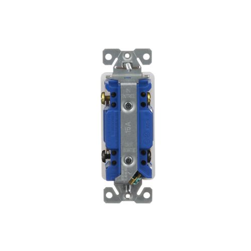 The Eaton 7504W-BOX four-way decorator switch controls lighting from three or more locations. Rated 15A, 120/277V, supports LED and fan loads, with durable thermoplastic design and UL certification.