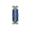 Eaton 7504W-BOX white four-way decorator switch, 15A 120/277V, compatible with motor, fan, LED, incandescent, CFL, fluorescent, halogen, ELV, and MLV loads, back and push wiring, thermoplastic housing, flush mount.