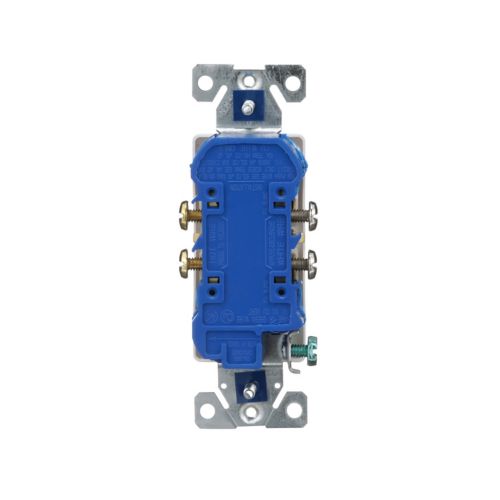 Eaton 1107W residential grade decorator duplex receptacle, 15A 125V, white slim design, impact-resistant thermoplastic body, commercial and residential use
