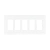 Eaton screwless wallplate PJS265W, 5-gang, mid-size, 10.37 x 4.87 inches, 0.08-inch depth, white polycarbonate, UL and cULus listed, RoHS compliant, fits five GFCI or decorator devices