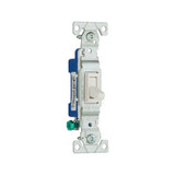 Eaton 1301-7W white 15A single-pole toggle switch with side and push-in wiring