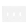 Eaton PJ3W 3-Gang Mid-Size Toggle Wallplate in White – Durable Polycarbonate with Toggle Cutouts, UL Listed for Residential or Commercial Use