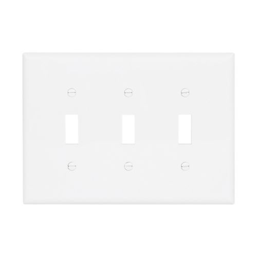 Eaton PJ3W 3-Gang Mid-Size Toggle Wallplate | White Polycarbonate, UL Listed
