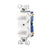 Eaton 271W white commercial-grade combination switch, 15A, 120/277V, dual single-pole toggles, thermoplastic body, brass contacts, back and side wired.
