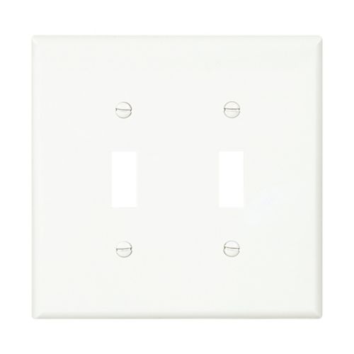 Eaton PJ2W White Two-Gang Toggle Wallplate | Mid-Size Polycarbonate, UL Listed