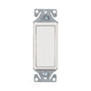 Eaton 7501W white single-pole 15A decorator switch with maintained closure, compatible with motor, fan, LED, incandescent, CFL, and fluorescent loads, back and push wire, 120/277V, thermoplastic housing.