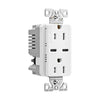 Eaton TRUSBC15W white combination USB Type-C charger with 15A duplex receptacle, tamper-resistant, decorator style, flush mount.