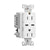 Eaton TRUSBC15W white combination USB Type-C charger with 15A duplex receptacle, tamper-resistant, decorator style, flush mount.