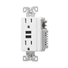 Eaton TR7765W-BOX white 15A duplex receptacle with 3.6A USB Type-A charger, tamper-resistant, decorator style, flush mount