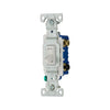 Eaton 1303-7W white toggle switch, 3-way, 15A 120V, polycarbonate body, for LED, motor, CFL, incandescent, and more.