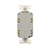 Eaton TWRGF15W 15A 125V white GFCI outlet with slim design, tamper-resistant and weather-resistant features, front view of self-test receptacle for residential or outdoor use.
