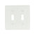 Eaton 2-gang toggle wallplate in white nylon with standard-size toggle cutouts, catalog number 5139W-BOX – durable, impact-resistant design for residential and commercial switch installations.