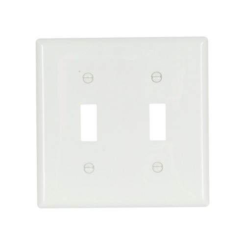 Eaton 2-Gang Toggle Wallplate, White Nylon, Standard Size Toggle Cutouts | 5139W-BOX
