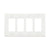Eaton 4-gang decorator wallplate PJ264W, mid-size, 8.56 x 4.87 inches, 0.08-inch depth, white thermoplastic, UL and cULus listed, RoHS compliant, fits four GFCI or decorator devices
