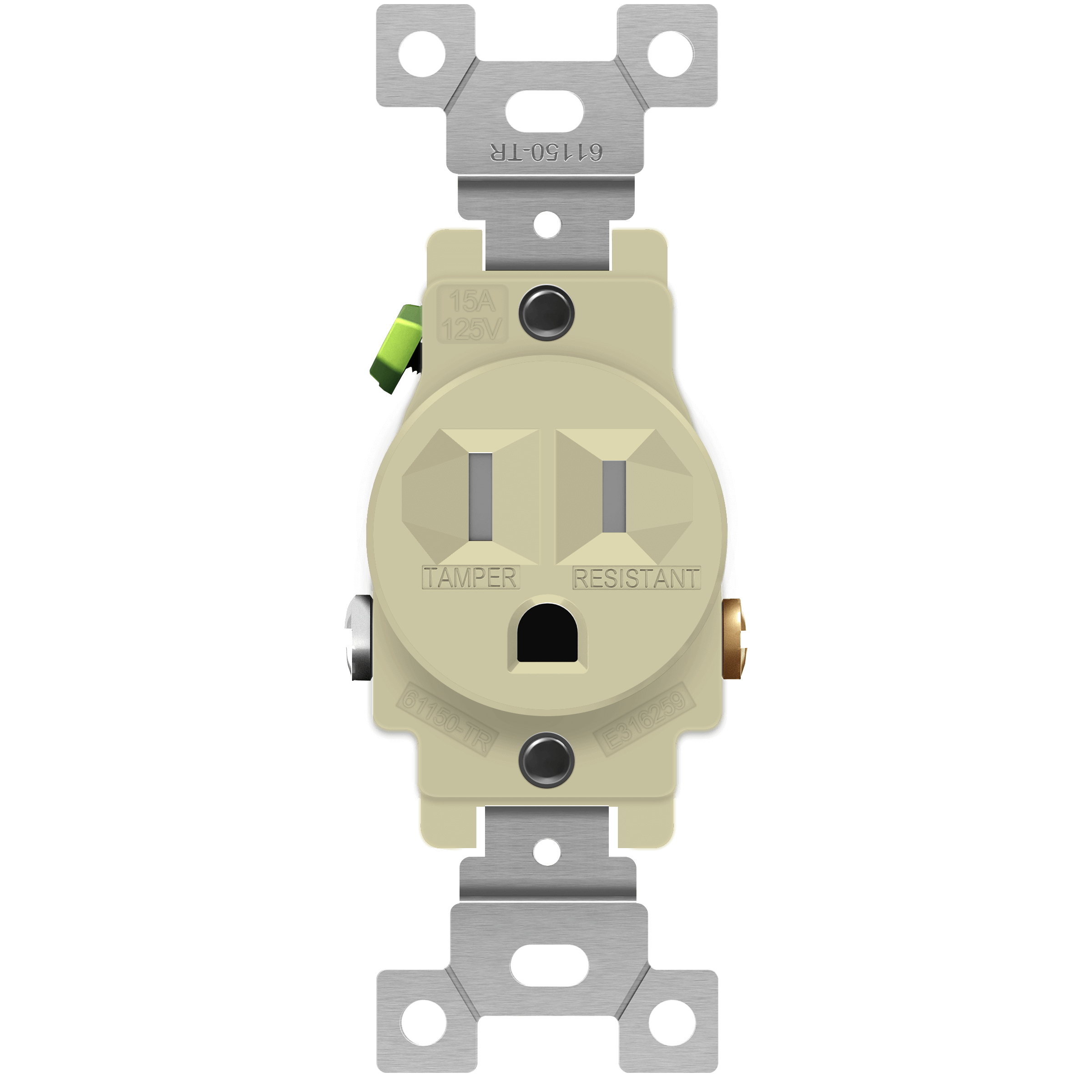 Enerlites 61150-TR commercial grade 15A tamper-resistant single receptacle, thermoplastic, UL listed, child-safe