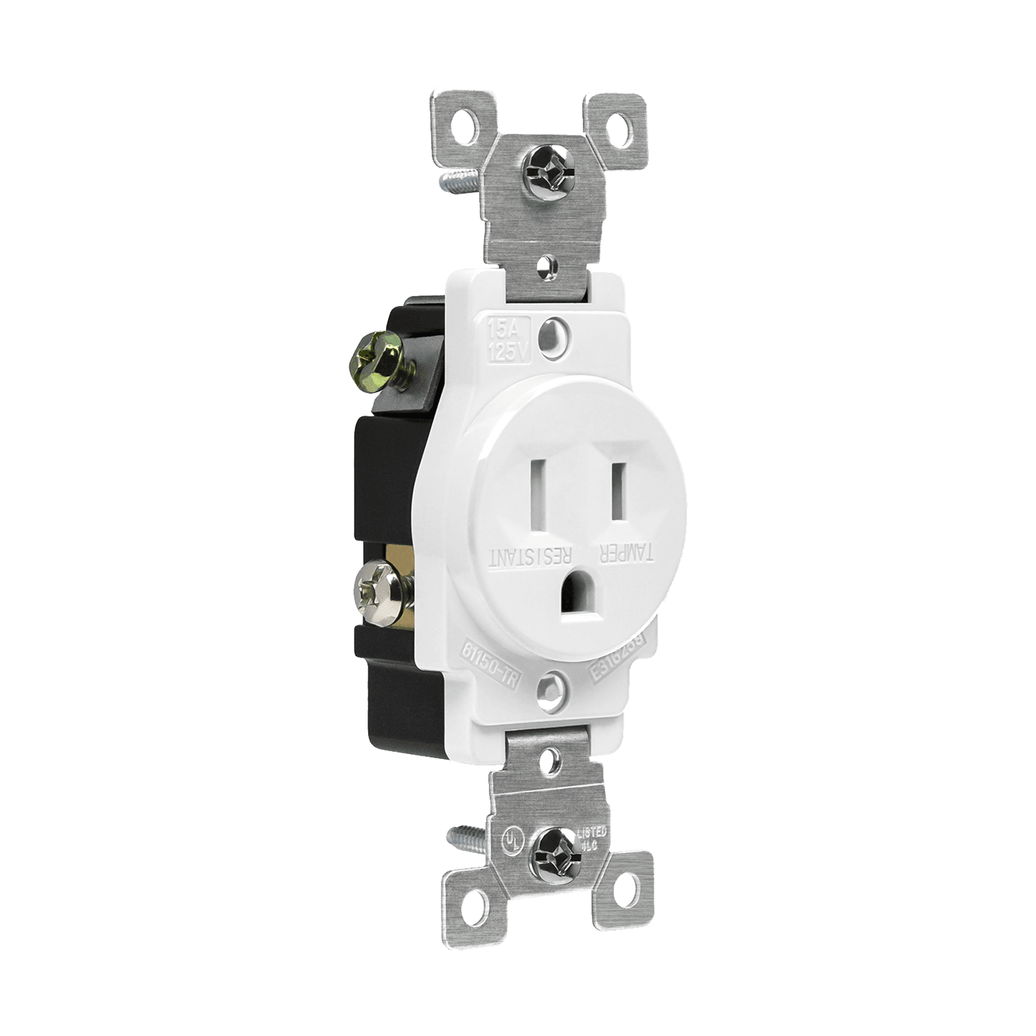 Enerlites 61150-TR commercial grade 15A tamper-resistant single receptacle, thermoplastic, UL listed, child-safe