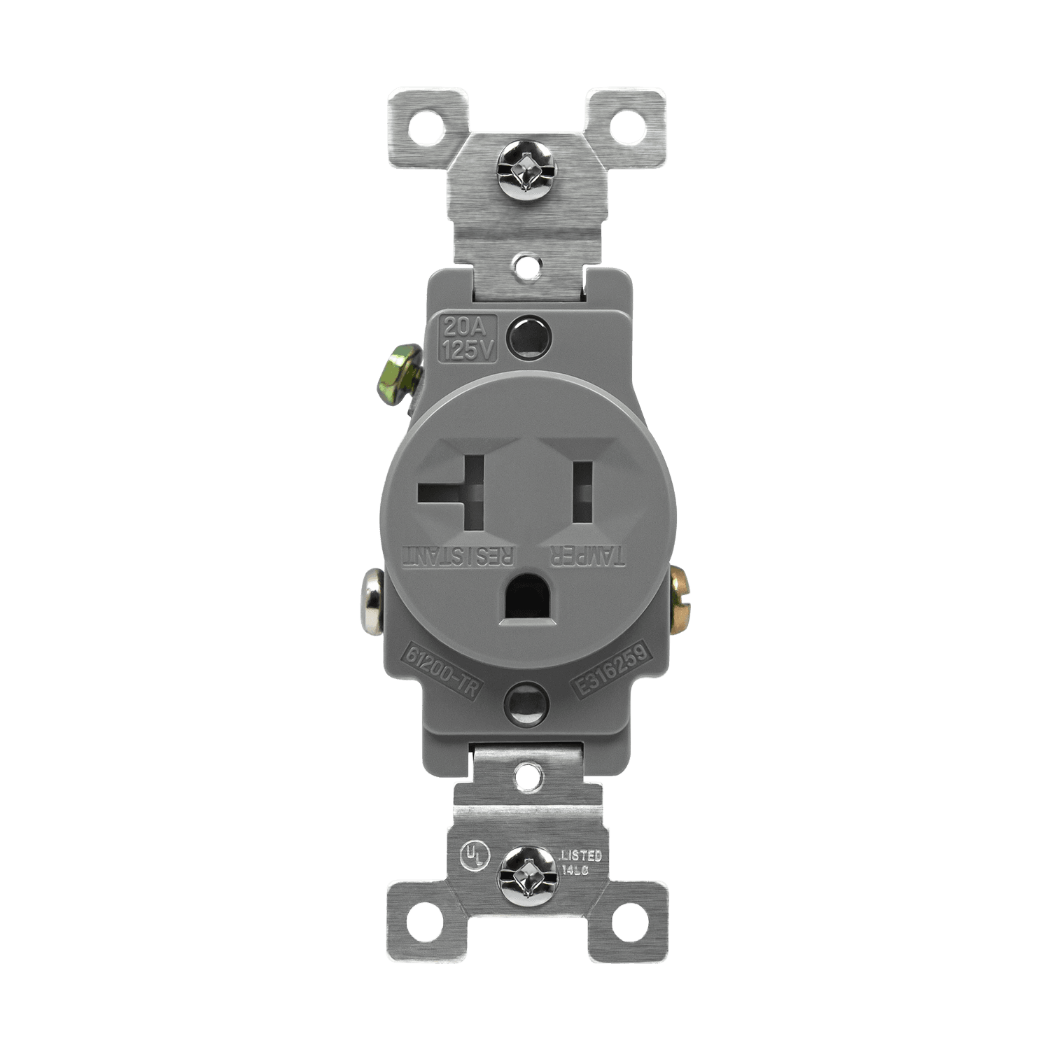 20 Amp Single Receptacle | Tamper Resistant | 125V | Commercial Grade | Enerlites 61200-TR
