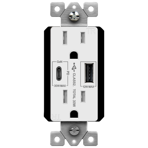 30W Power Delivery with 15A Tamper Resistant Receptacle