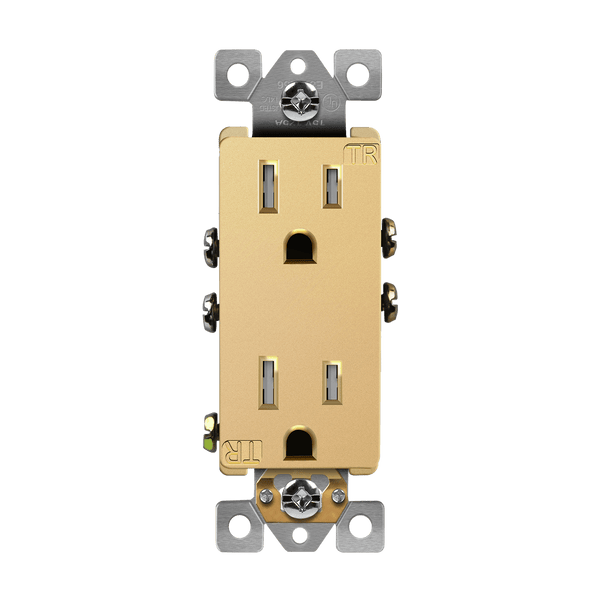 15 Amp Decorator Duplex Receptacle | Tamper Resistant | 125V | Residential Grade | Elite Series