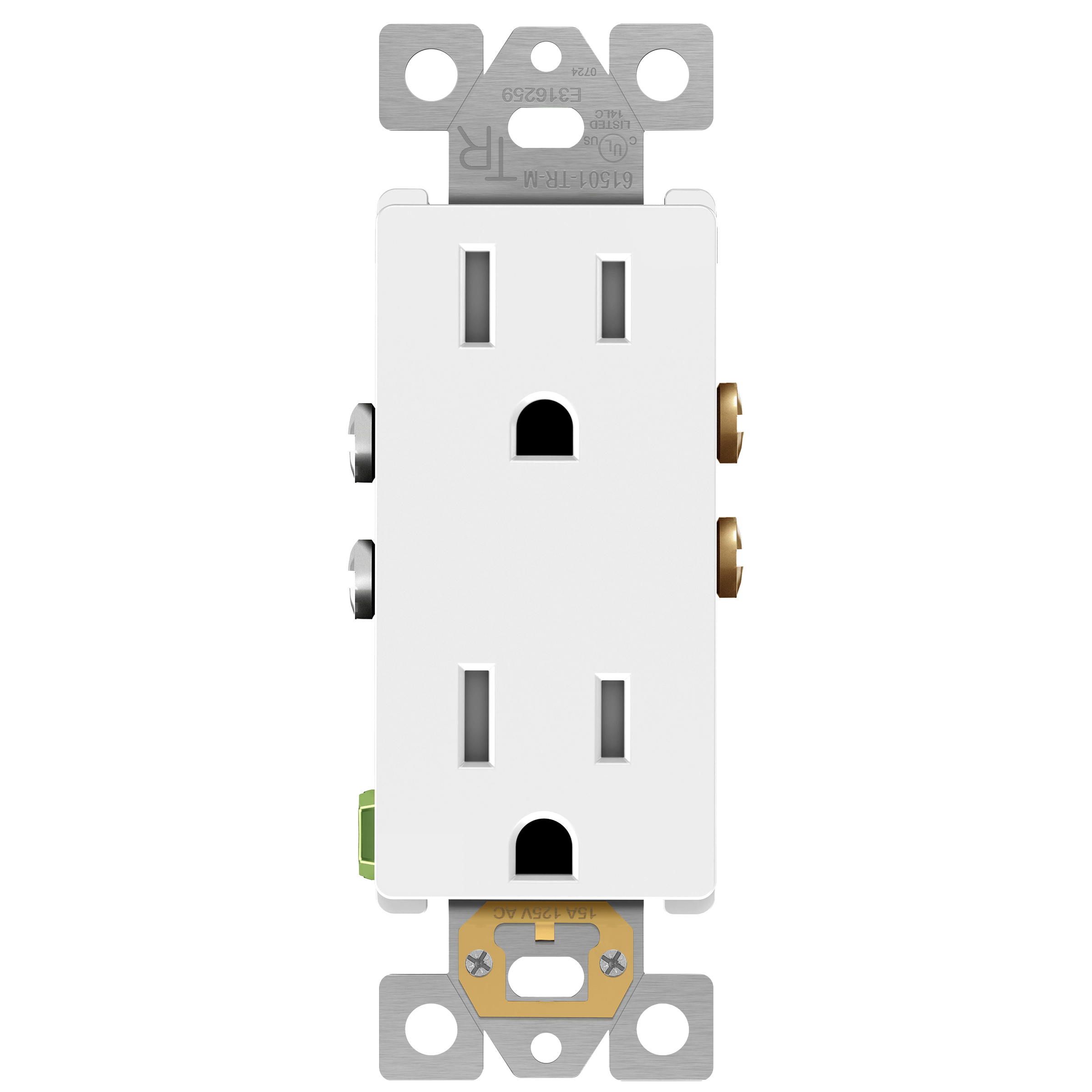 15Amp Decorator Duplex Receptacle | Tamper Resistant | 125V | 5-15R | Residential Grade | Matte Finish