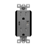 ENERLITES 61501-TR2USB-1A1C USB wall outlet with USB-C and USB-A ports, 5.8 amp charging and dual 15A tamper-resistant duplex receptacles.