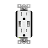 15 Amp Tamper-Resistant Decorator Receptacles with Dual USB Type-A Charger 3.1A | White