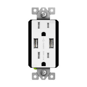 Dual USB Type-A Charger 3.1A with 15A Tamper-Resistant Receptacles