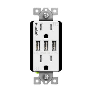 ENERLITES 61501-TR3USB-CC 15A tamper-resistant decorator receptacle with triple USB Type-A charger, UL & CUL listed - Available at Electrical Marketplace