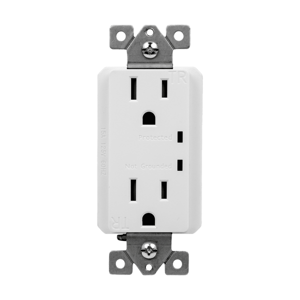 15Amp Duplex Receptacle | Tamper Resistant with Surge Suppressor | 125V | 5-15R | Residential Grade