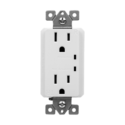 15Amp Decorator Duplex Receptacle | Tamper Resistant with Surge Suppressor | 125V | 5-15R | Residential Grade | Enerlites 61501-TRSS