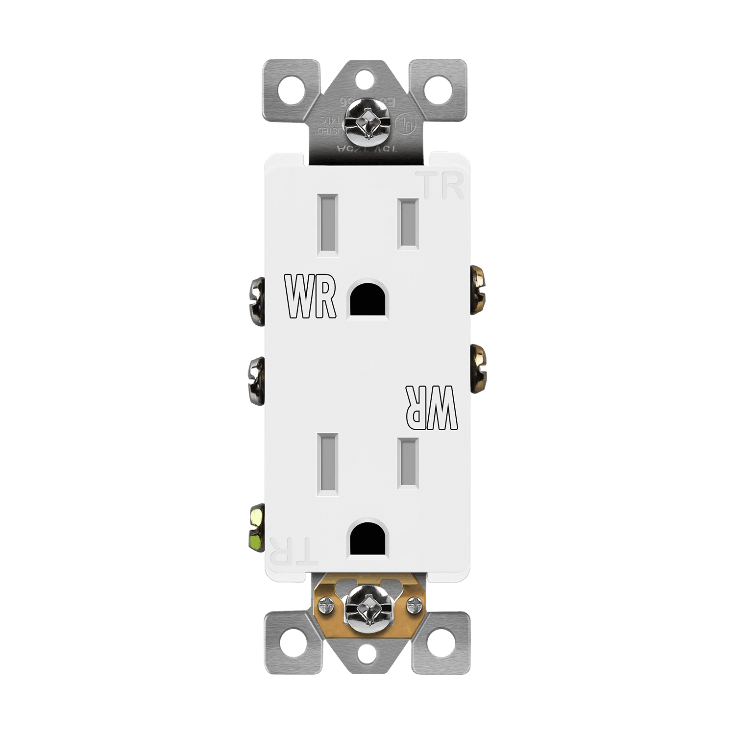 15Amp Decorator Duplex Receptacle | Tamper/Weather Resistant | 125V | 5-15R | Residential Grade | Enerlites 61501-TWR